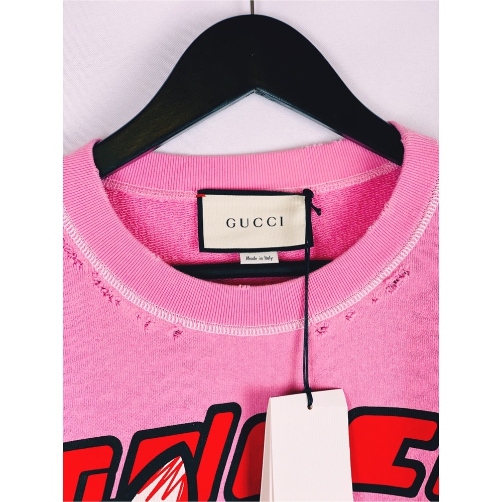 Gucci cat-print organic-cotton sweatshirt pink - Picture 4 of 15